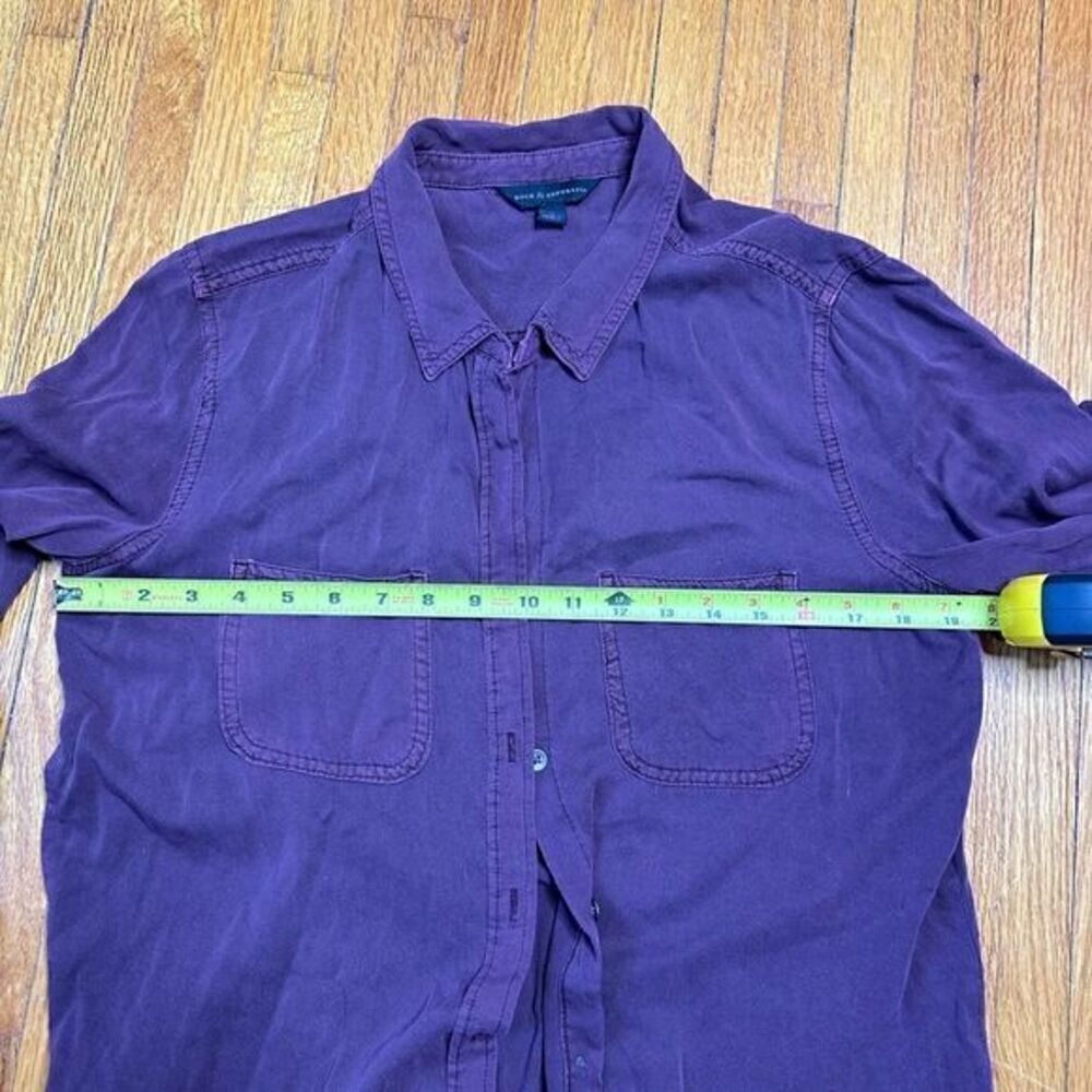 Rock & Republic silky button down distressed soft fabric long sleeves size Med - Picture 8 of 11